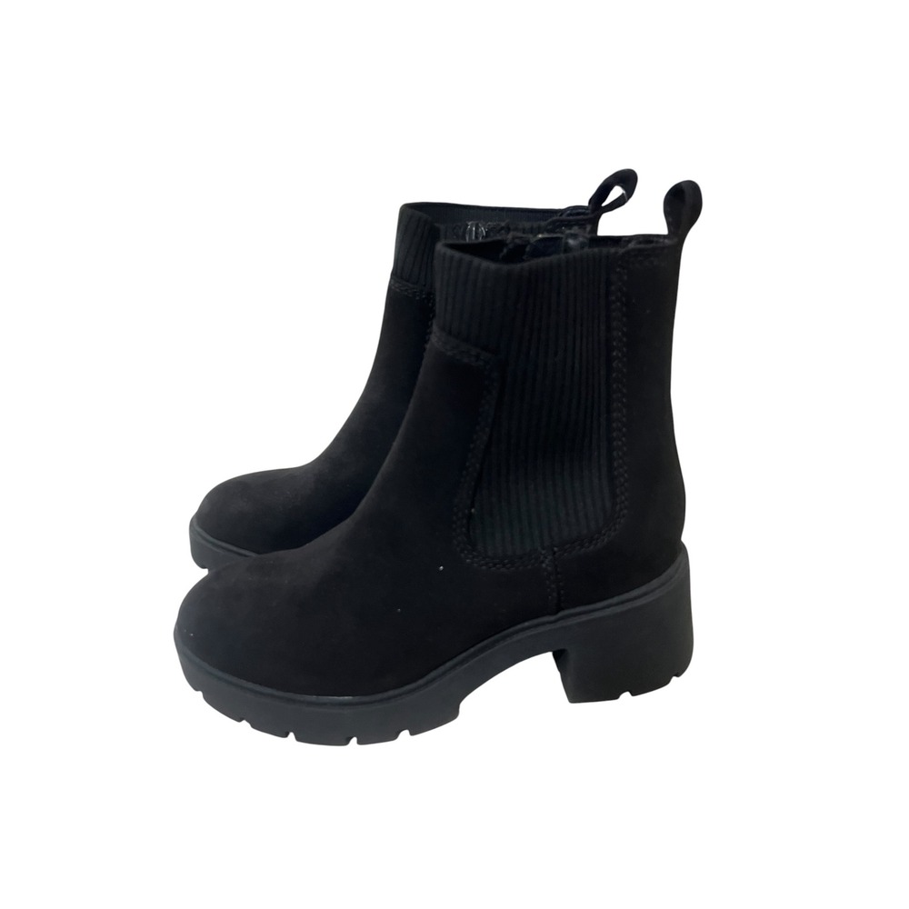 No Boundaries Black Knit Chelsea Boots Memory Foam Lug Sole Y2K Womens Size 6